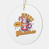 Vrolijk kerstfeest Schattigee warme chocolademelk Keramisch Ornament (Links)