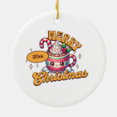 Vrolijk kerstfeest Schattigee warme chocolademelk Keramisch Ornament (Achterkant)