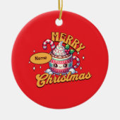 Vrolijk kerstfeest Schattigee warme chocolademelk Keramisch Ornament (Voorkant)