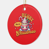 Vrolijk kerstfeest Schattigee warme chocolademelk Keramisch Ornament (Links)