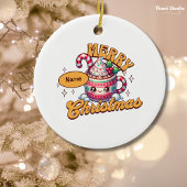 Vrolijk kerstfeest Schattigee warme chocolademelk Keramisch Ornament