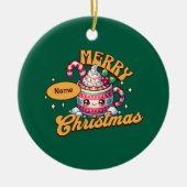 Vrolijk kerstfeest Schattigee warme chocolademelk Keramisch Ornament (Voorkant)