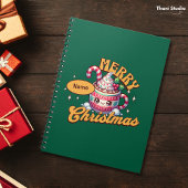 Vrolijk kerstfeest Schattigee warme chocolademelk  Notitieboek