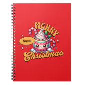 Vrolijk kerstfeest Schattigee warme chocolademelk  Notitieboek (Voorkant)