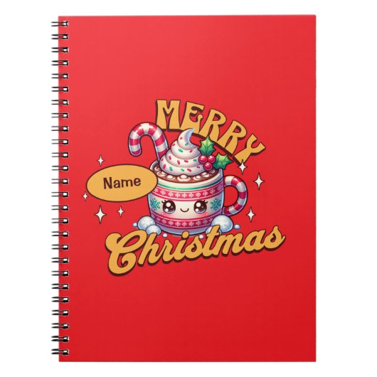 Vrolijk kerstfeest Schattigee warme chocolademelk Notitieboek (Voorkant)