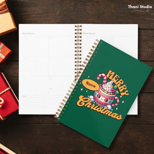 Vrolijk kerstfeest Schattigee warme chocolademelk  Planner