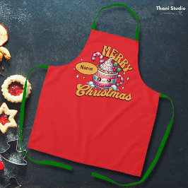 Vrolijk kerstfeest Schattigee warme chocolademelk  Schort