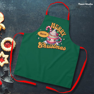 Vrolijk kerstfeest Schattigee warme chocolademelk Schort
