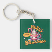 Vrolijk kerstfeest Schattigee warme chocolademelk Sleutelhanger (Voorkant)