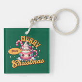 Vrolijk kerstfeest Schattigee warme chocolademelk Sleutelhanger (Achterkant)