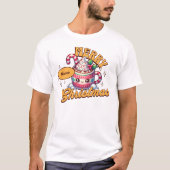 Vrolijk kerstfeest Schattigee warme chocolademelk  T-shirt (Voorkant)