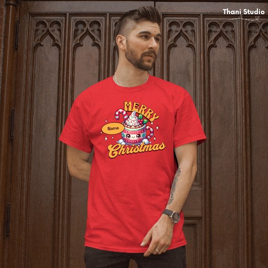 Vrolijk kerstfeest Schattigee warme chocolademelk T-shirt