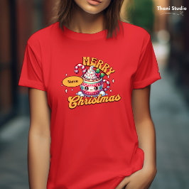 Vrolijk kerstfeest Schattigee warme chocolademelk  T-shirt