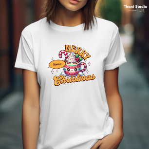 Vrolijk kerstfeest Schattigee warme chocolademelk  T-shirt