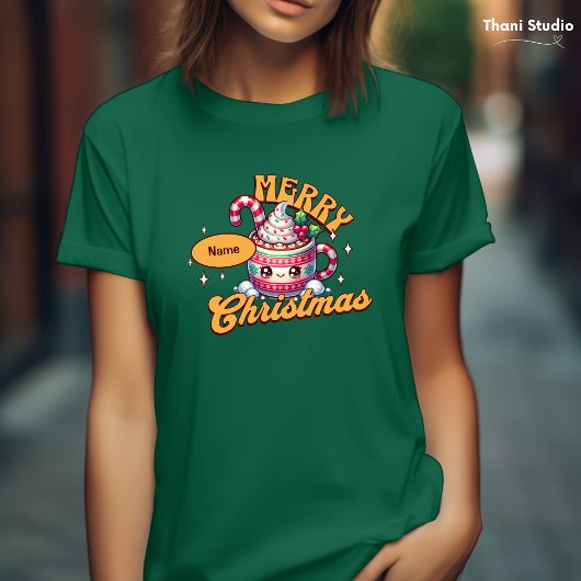 Vrolijk kerstfeest Schattigee warme chocolademelk T-shirt