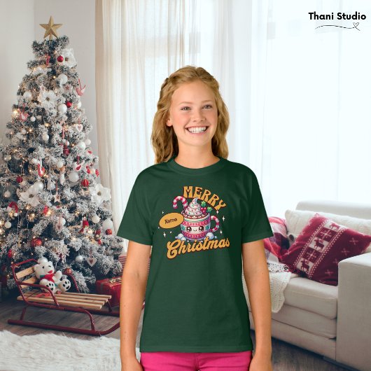 Vrolijk kerstfeest Schattigee warme chocolademelk  T-shirt