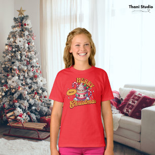 Vrolijk kerstfeest Schattigee warme chocolademelk T-shirt