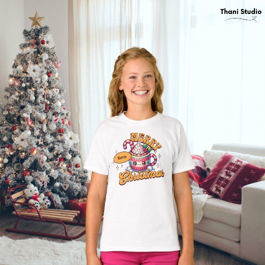 Vrolijk kerstfeest Schattigee warme chocolademelk T-shirt