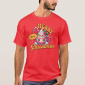 Vrolijk kerstfeest Schattigee warme chocolademelk  T-shirt (Voorkant)