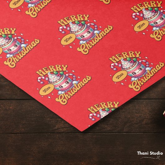 Vrolijk kerstfeest Schattigee warme chocolademelk Tissuepapier