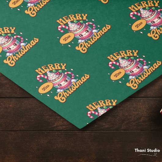 Vrolijk kerstfeest Schattigee warme chocolademelk  Tissuepapier