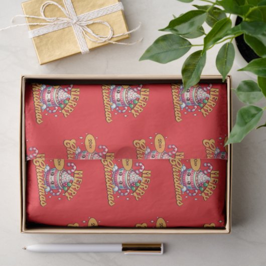 Vrolijk kerstfeest Schattigee warme chocolademelk  Tissuepapier (Geschenk)