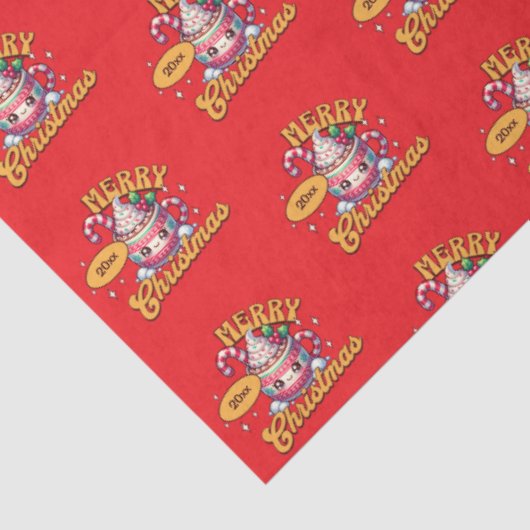 Vrolijk kerstfeest Schattigee warme chocolademelk Tissuepapier (Detail)