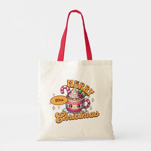 Vrolijk kerstfeest Schattigee warme chocolademelk  Tote Bag (Achterkant)
