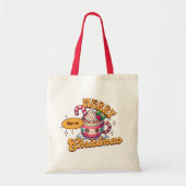 Vrolijk kerstfeest Schattigee warme chocolademelk  Tote Bag (Voorkant)
