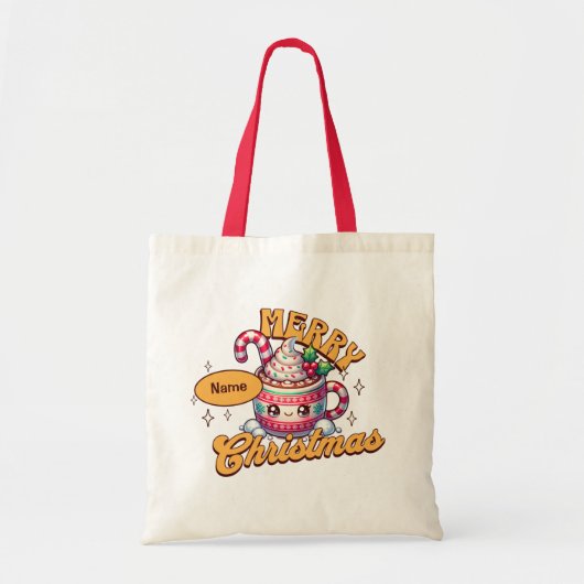 Vrolijk kerstfeest Schattigee warme chocolademelk  Tote Bag (Voorkant)