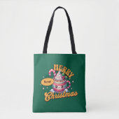 Vrolijk kerstfeest Schattigee warme chocolademelk  Tote Bag (Voorkant)