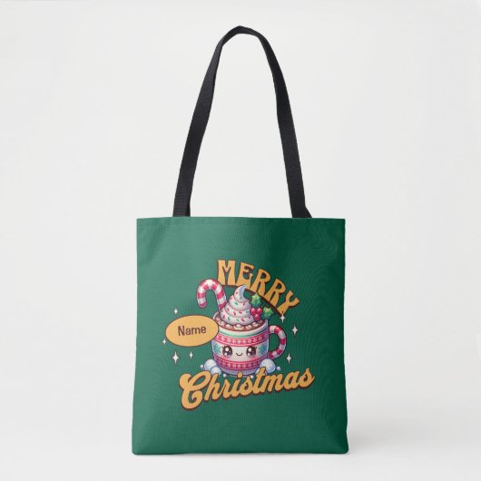 Vrolijk kerstfeest Schattigee warme chocolademelk  Tote Bag (Voorkant)
