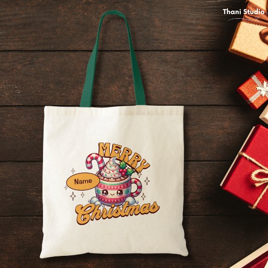 Vrolijk kerstfeest Schattigee warme chocolademelk  Tote Bag