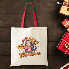 Vrolijk kerstfeest Schattigee warme chocolademelk  Tote Bag