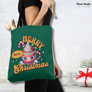 Vrolijk kerstfeest Schattigee warme chocolademelk  Tote Bag