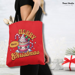 Vrolijk kerstfeest Schattigee warme chocolademelk  Tote Bag
