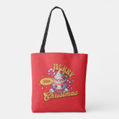 Vrolijk kerstfeest Schattigee warme chocolademelk Tote Bag (Achterkant)