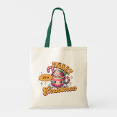 Vrolijk kerstfeest Schattigee warme chocolademelk  Tote Bag (Achterkant)