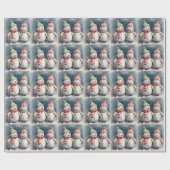 Vrolijk kerstfeest Schattigee Waterverf sneeuwpopp Cadeaupapier (Vlak)