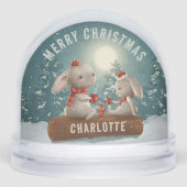 Vrolijk kerstfeest Schattigee winterkonijnen geper Sneeuwbol (Voorkant)