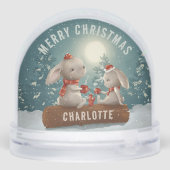 Vrolijk kerstfeest Schattigee winterkonijnen geper Sneeuwbol (Achterkant)