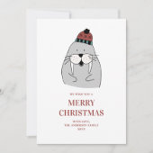 vrolijk kerstfeest. Schattigee winterwalrus. Grapp Feestdagenkaart (Voorkant)