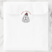 vrolijk kerstfeest. Schattigee winterwalrus. Grapp Ronde Sticker (Tas)