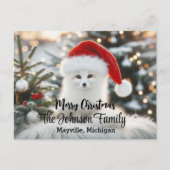 Vrolijk kerstfeest Schattigee witte vos gepersonal Briefkaart (Voorkant)