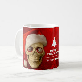 vrolijk kerstfeest. Schedel met Santa-hoed Koffiemok