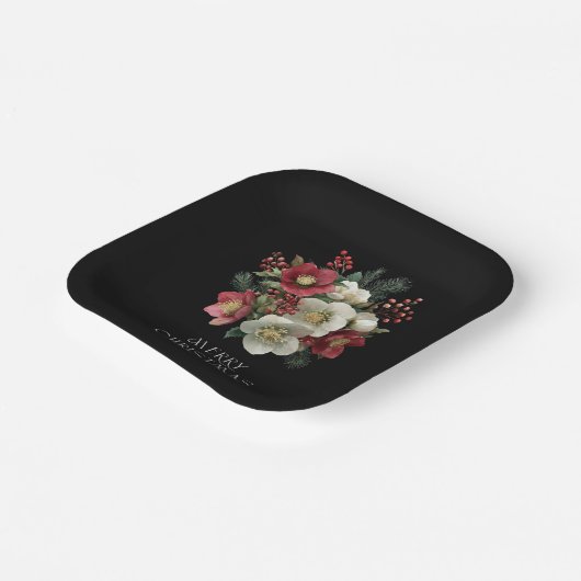 Vrolijk kerstfeest Schilderachtig helleborus kerst Papieren Bordje (Gebogen)