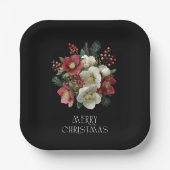 Vrolijk kerstfeest Schilderachtig helleborus kerst Papieren Bordje (Voorkant)