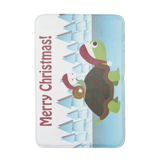 Vrolijk kerstfeest! Schildpad en slak Badmat (Voorkant Verticaal)