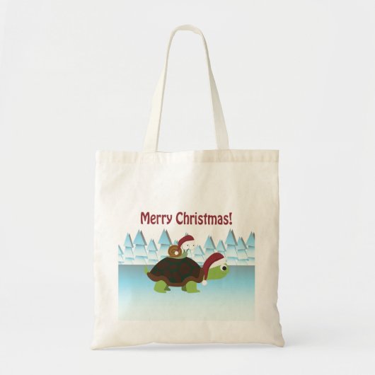 Vrolijk kerstfeest! Schildpad en slak Tote Bag (Voorkant)