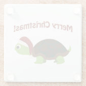 Vrolijk kerstfeest! Schildpad Glazen Onderzetter (Achterkant)